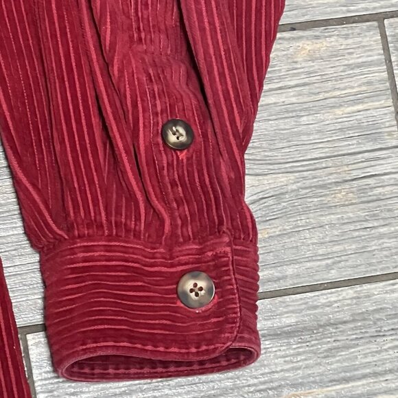 Eddie Bauer Corduroy Shirt Jacket Shacket Women’s Size Large Red Thick Heavy - Picture 5 of 16